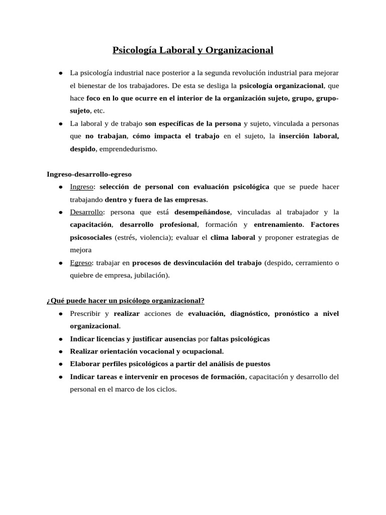 Psicología Laboral | PDF | Sicología | Gestión de recursos humanos