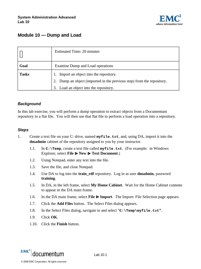 Lab10_D65 Dump and Load | PDF | Filename | Command Line Interface