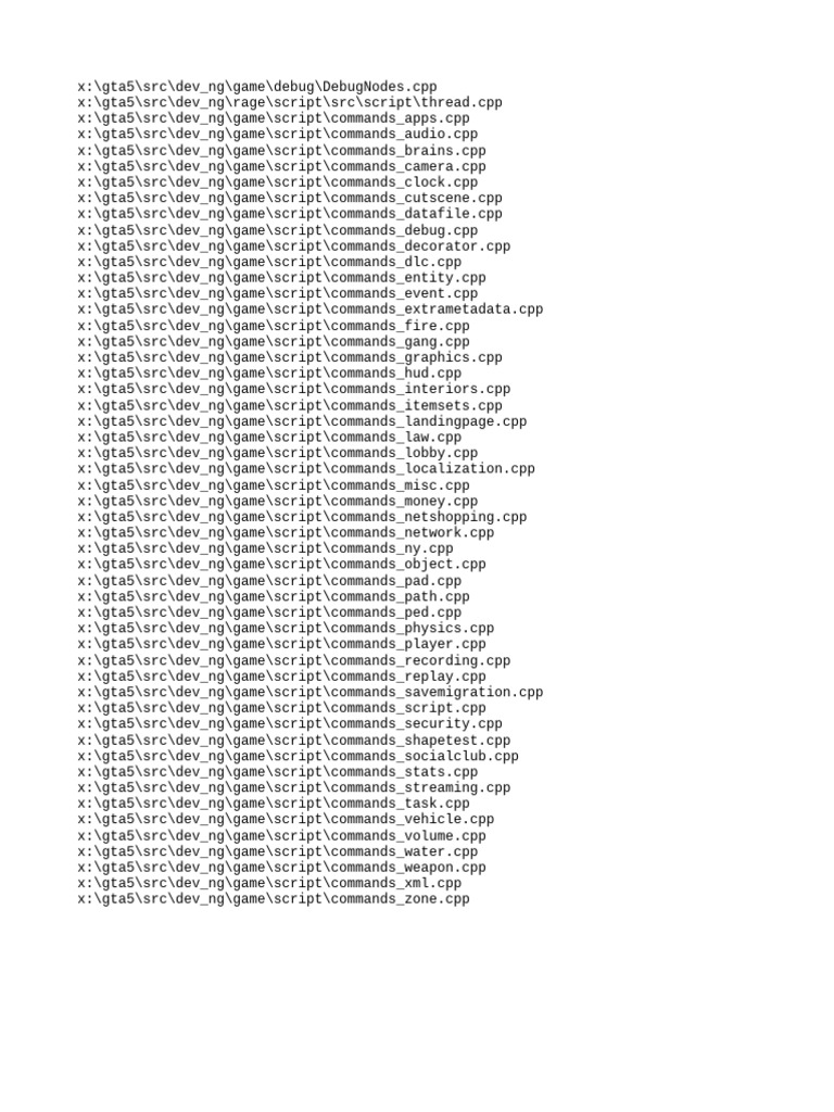 GTA 5 Script Command Files List | PDF