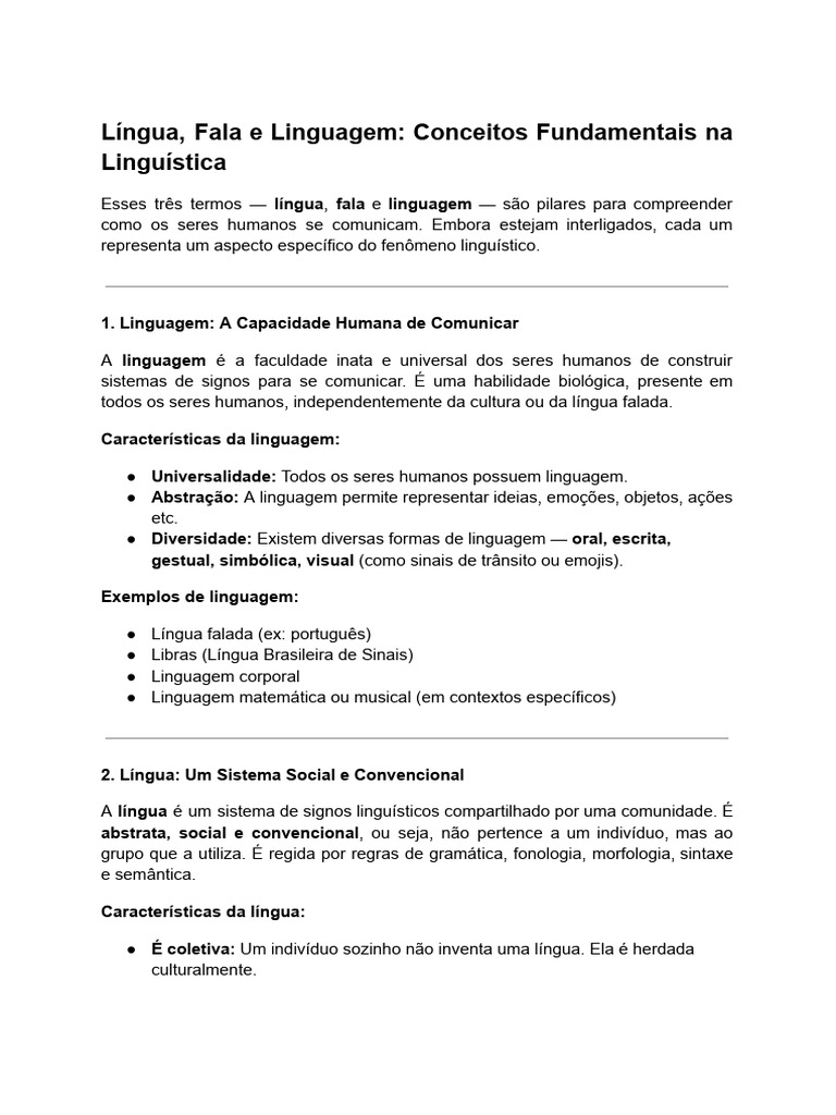 Conceitos de Linguagem e Comunicação | PDF | Linguística | Linguagem ...