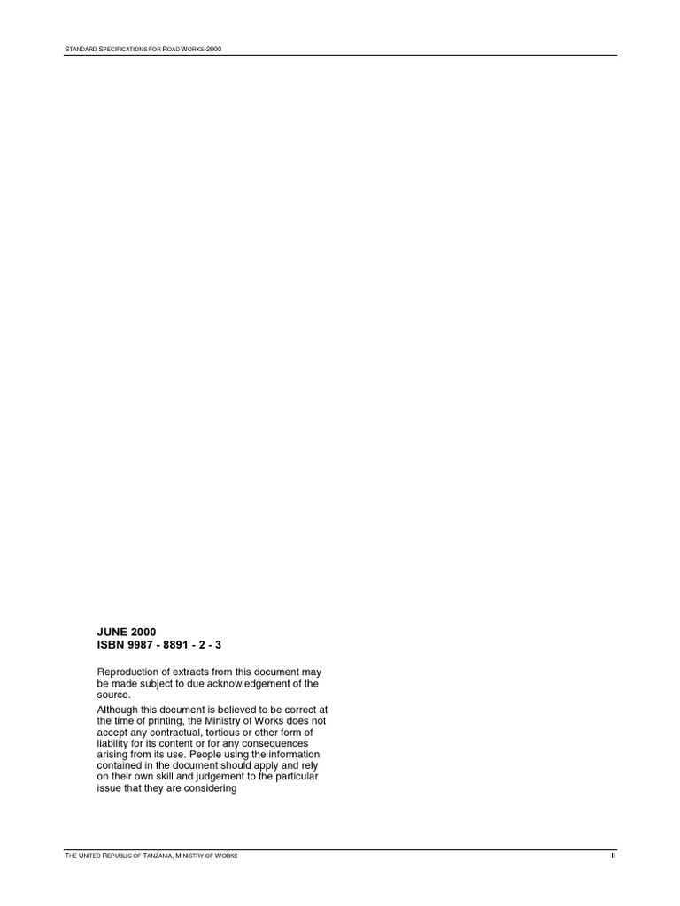 Tanzania Road Works Specifications 2000 | PDF