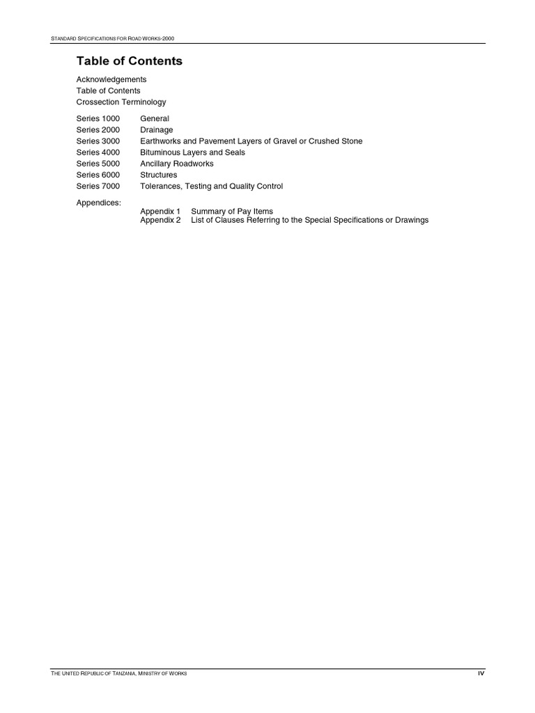 Tanzania Roadworks Specifications 2000 | PDF