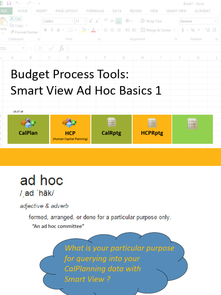 Smart View Ad Hoc Basics Training Guide | PDF | Microsoft Excel ...