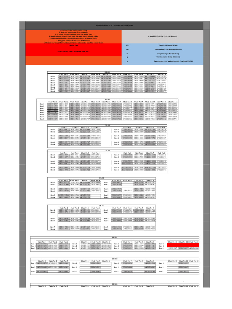 Exam Seating Plan and Guidelines | PDF | Computing | Information Technology
