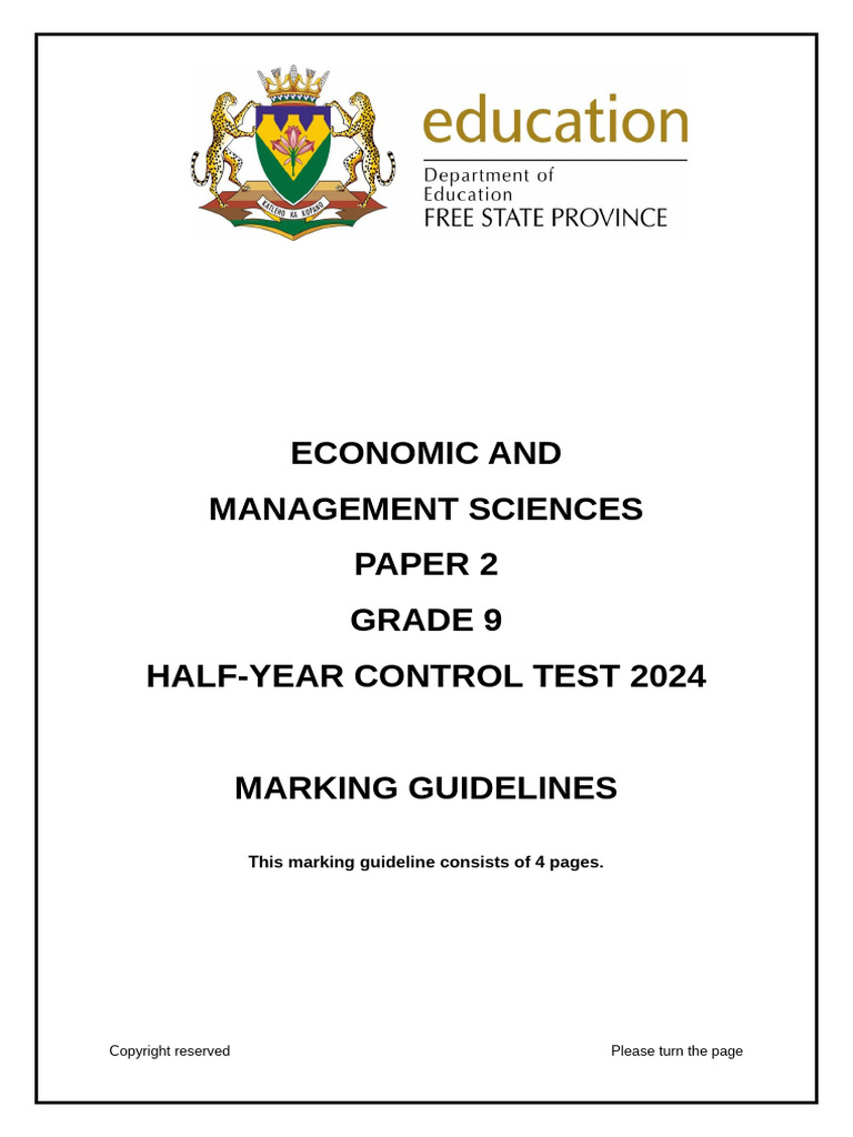 Grade 9 EMS Paper 2 Marking Guidelines | PDF | Taxes | Economic Inequality