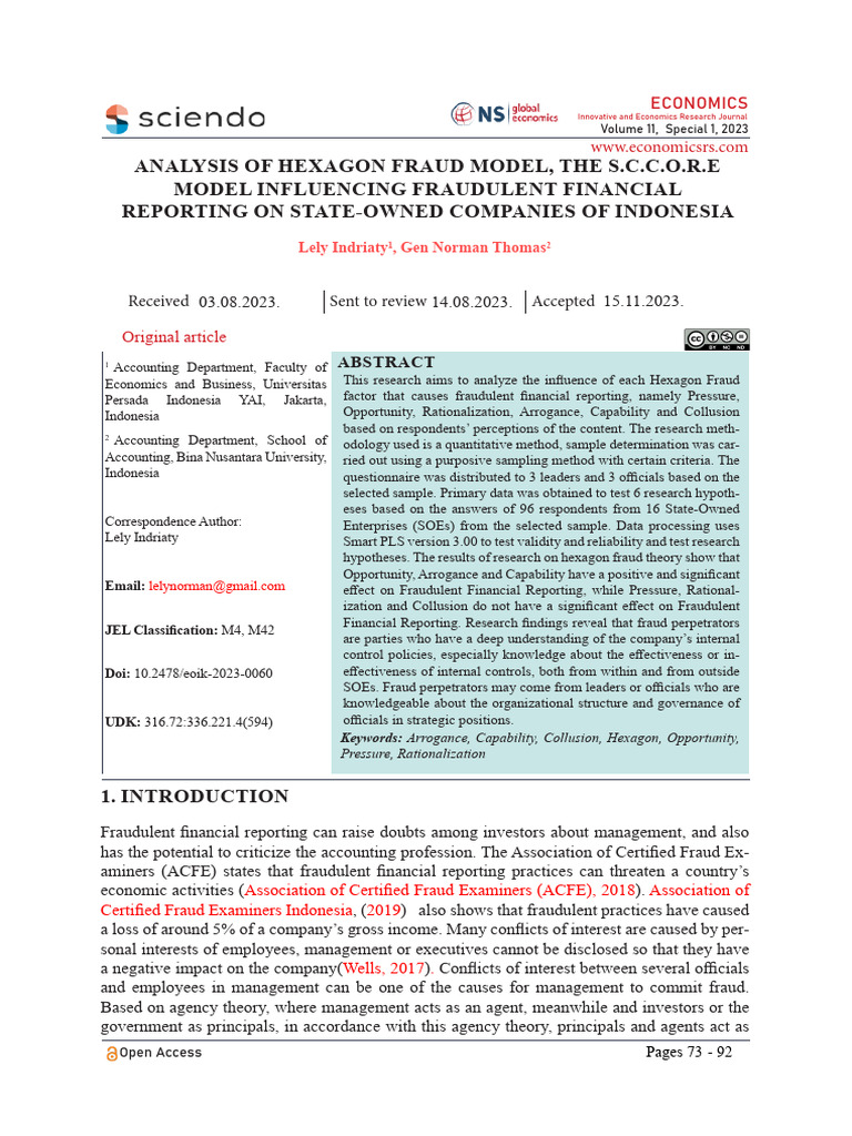 Analysis of Hexagon Fraud Model, The S.C.C.O.R.E | PDF | Validity ...