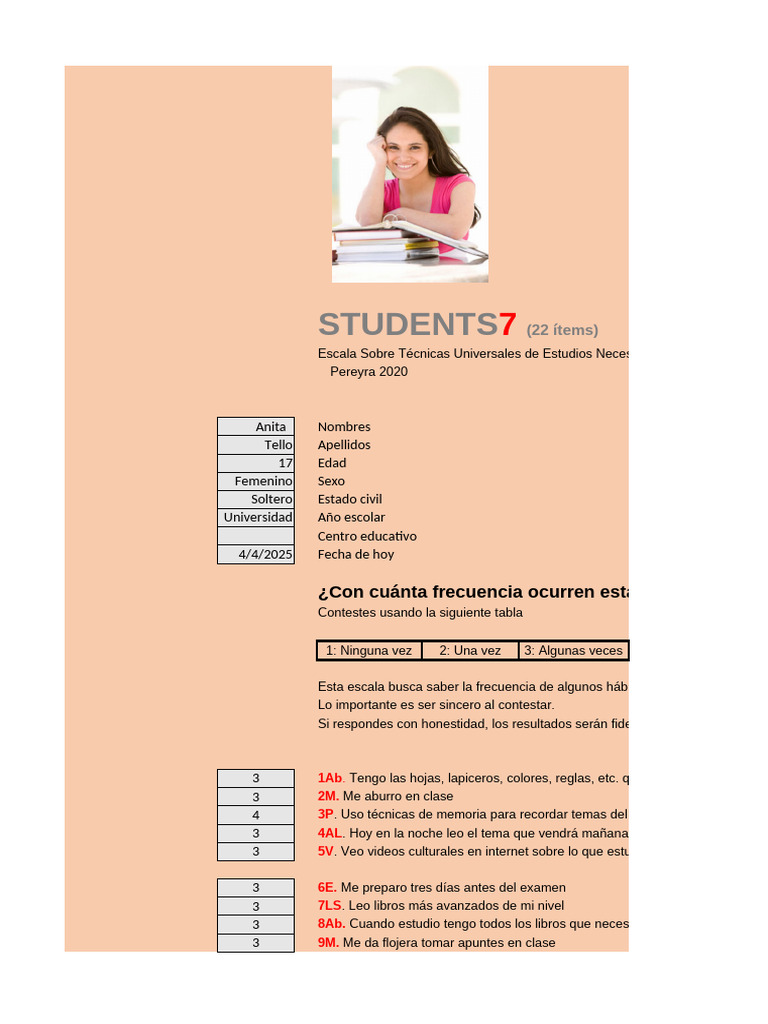 5 Protocolo Excel Studenst 7 Lleno - Ocs9kmcuzd | PDF