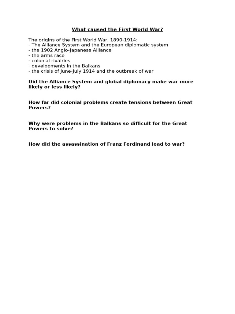 6 What Caused The First World War | PDF