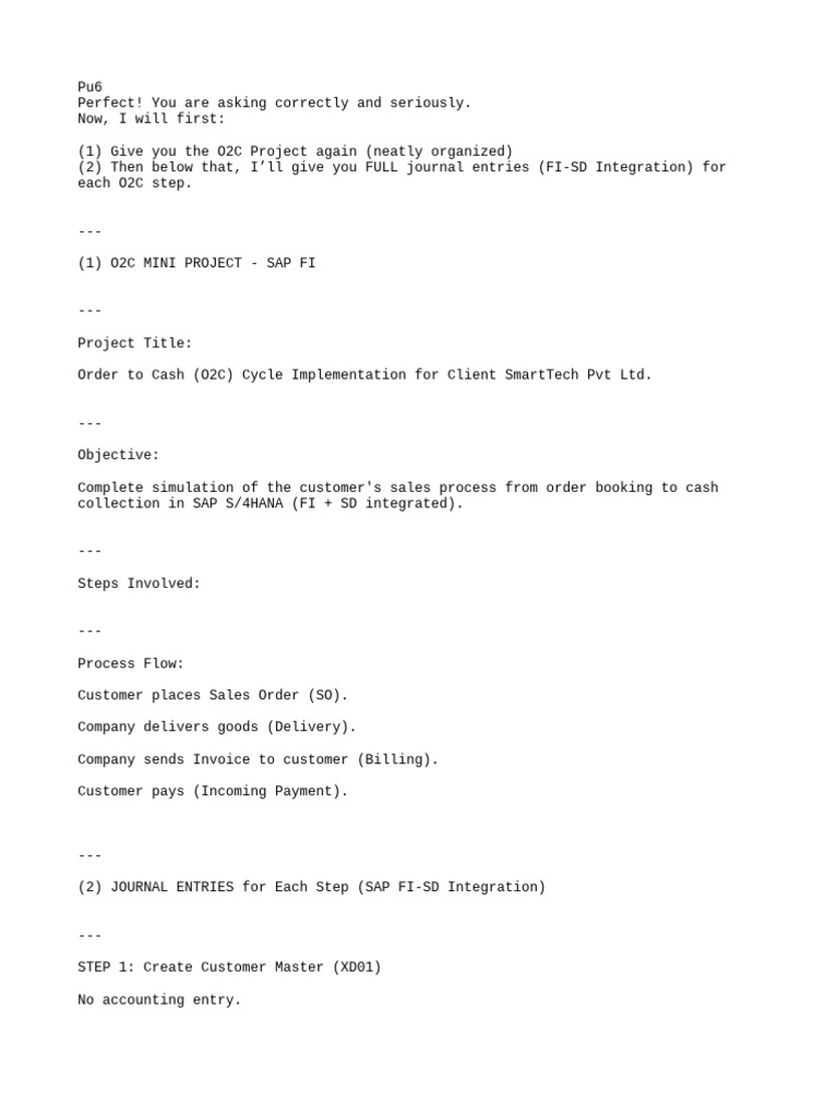 O2C Cycle Implementation in SAP FI | PDF | Debits And Credits | Value ...