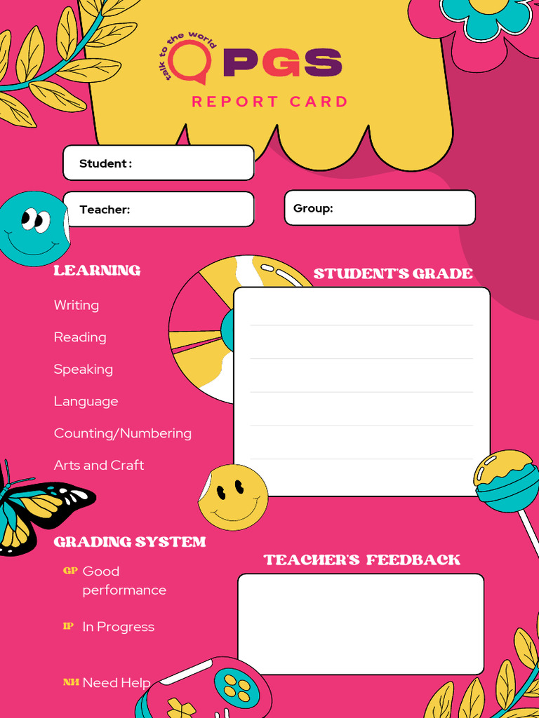 Colorful Fun Preschool Report Card | PDF