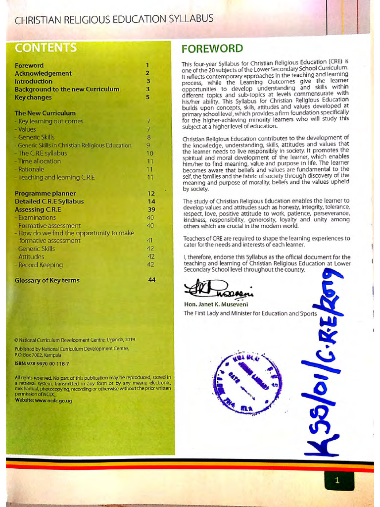 New C.R.E Syllabus New NCDC Lower Secondary Curriculun | PDF