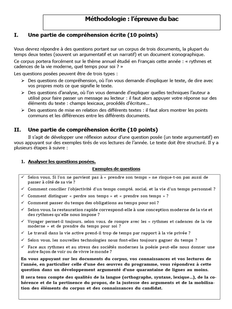 Méthodologie du Bac de Français | PDF | Linguistique