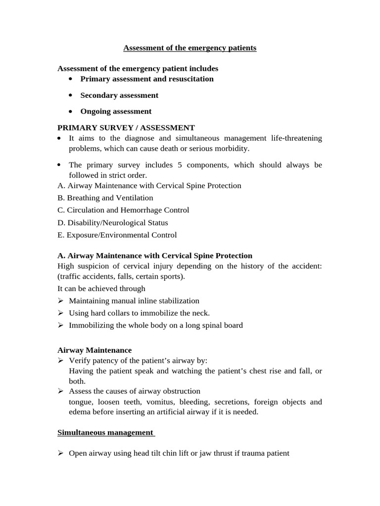 Emergency Patient Assessment Guide | PDF | Clinical Medicine | Medical ...