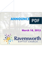 Ravensworth Baptist Church Announcements, 3/18/12
