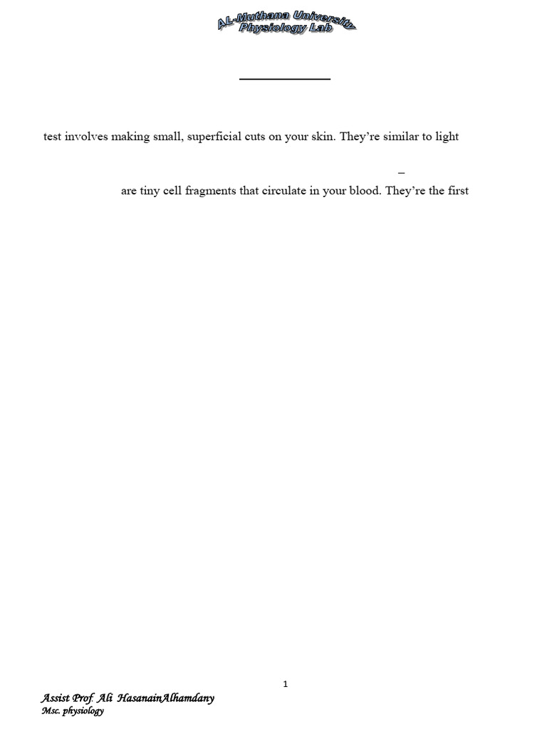 Understanding Bleeding Time Tests | PDF | Coagulation | Hemostasis