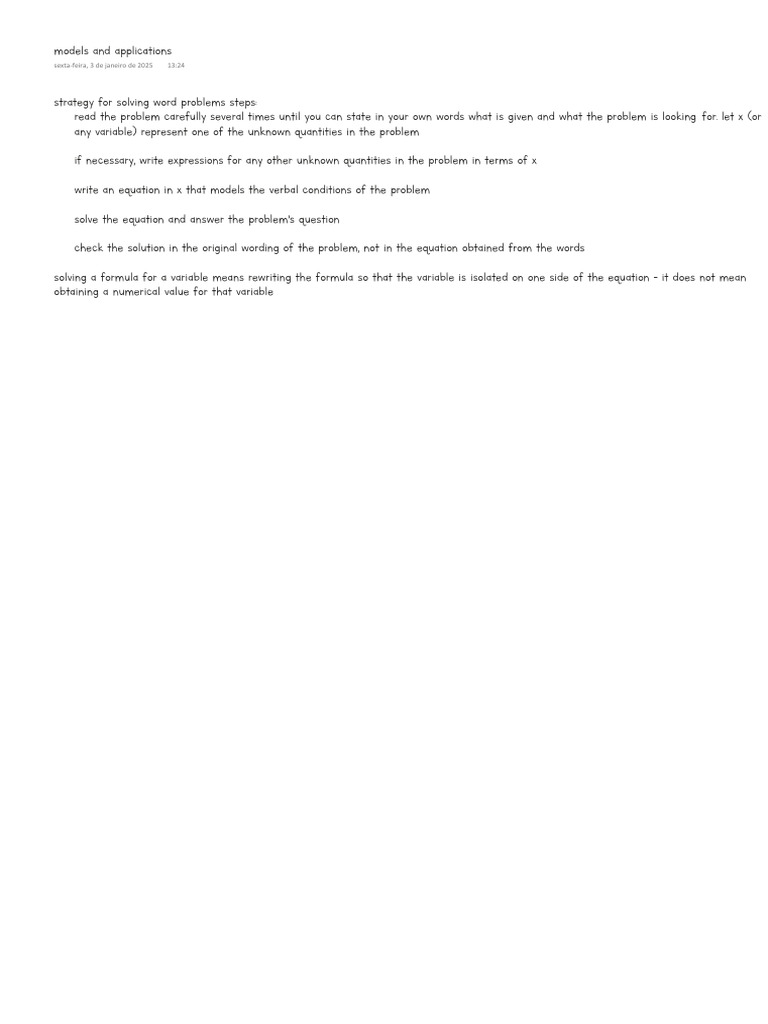 Steps to Solve Word Problems in Algebra | PDF