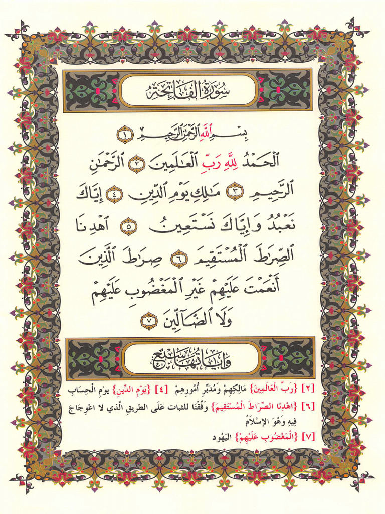Quran Surah 1 Al Fatiha Arabic Download | PDF