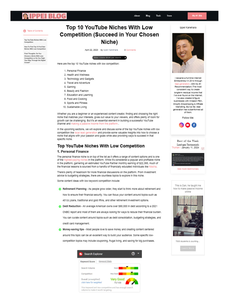 Top Low Competition YouTube Niches 2024 | PDF | You Tube | Educational ...