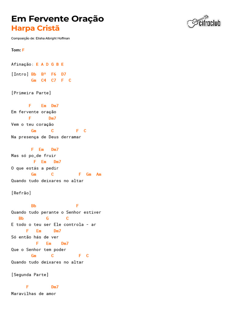 Cifra Club - Harpa Cristã - em Fervente Oração | PDF