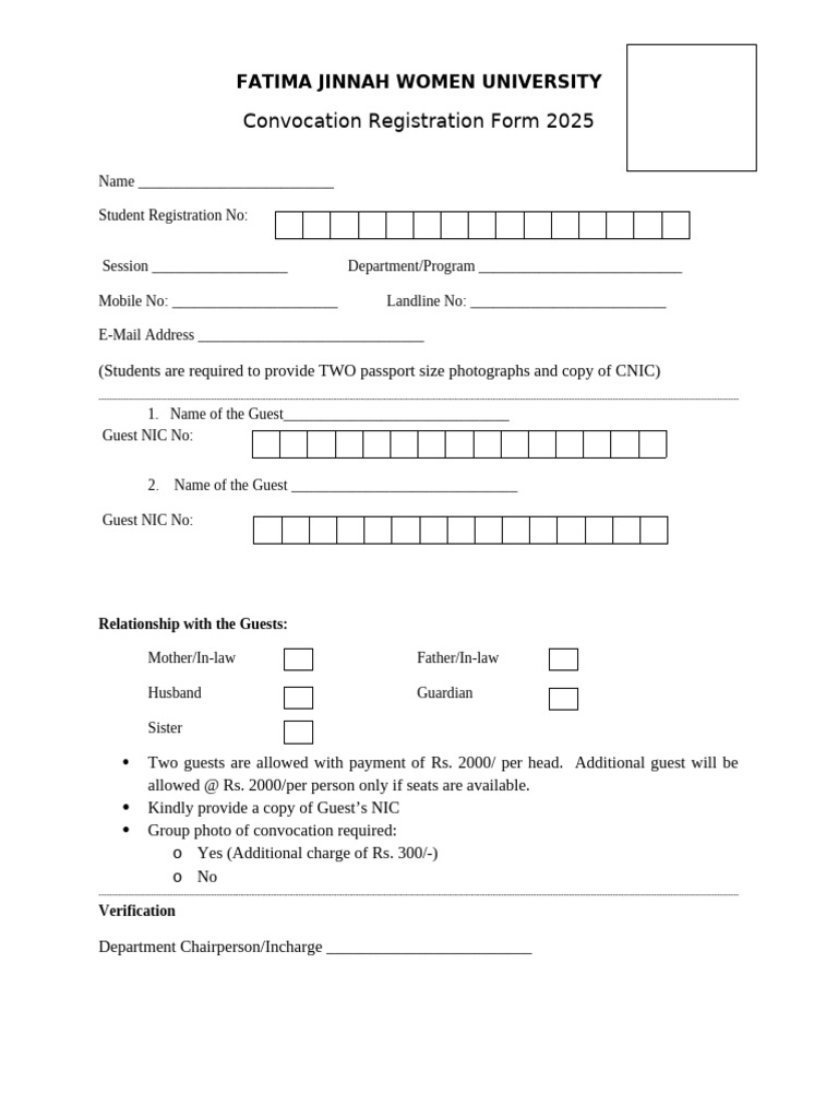 FJWU Convocation Registration 2025 | PDF