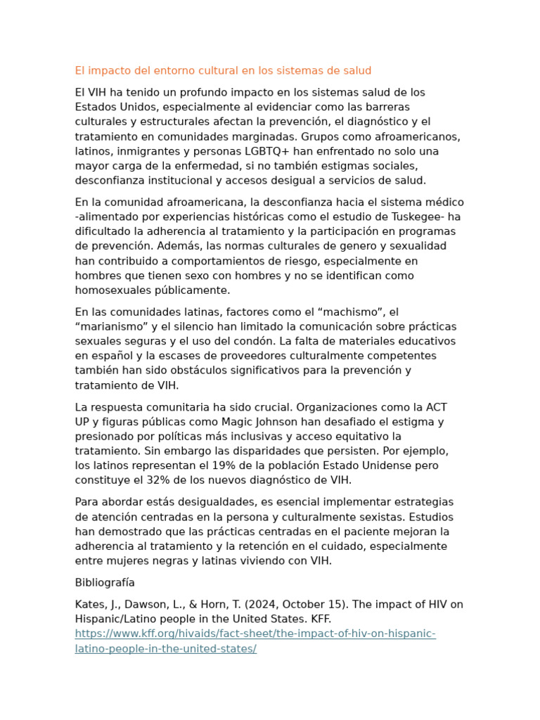El Impacto Del Entorno Cultural en Los Sistemas de Salud | PDF | VIH ...