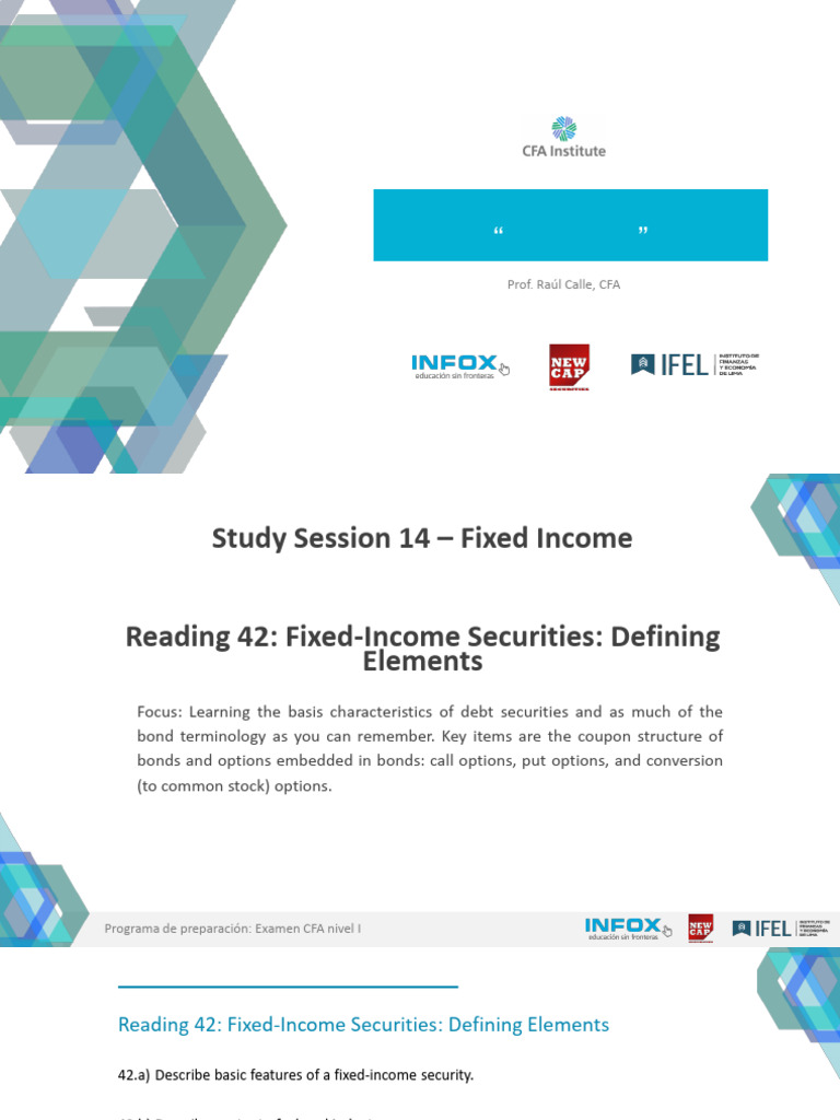 CFA Level I Exam: Fixed Income Overview | PDF | Bonds (Finance) | Fixed ...