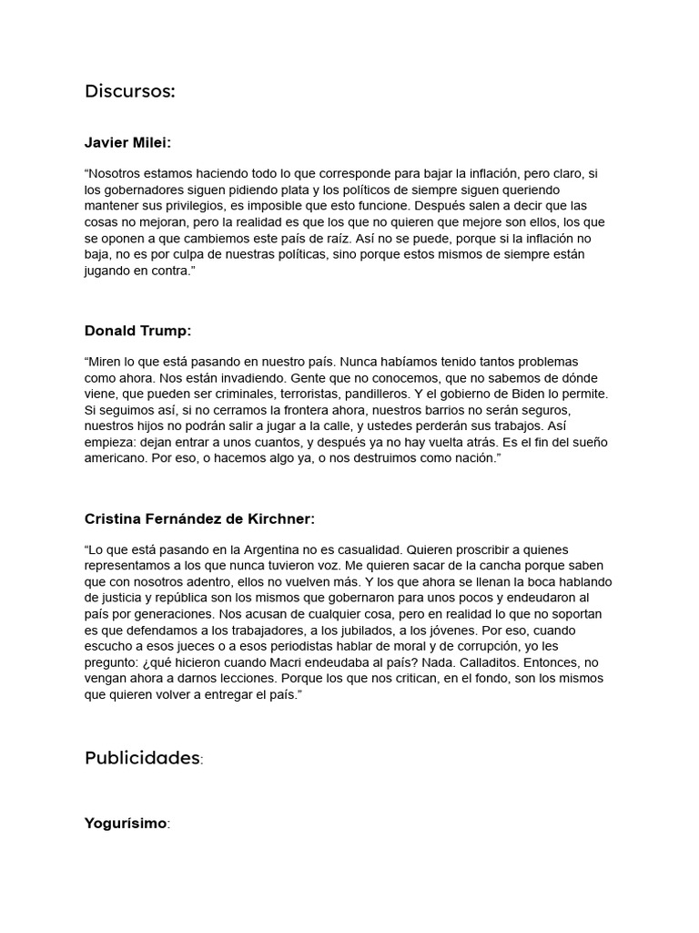 Discursos y Publicidades de Líderes | PDF