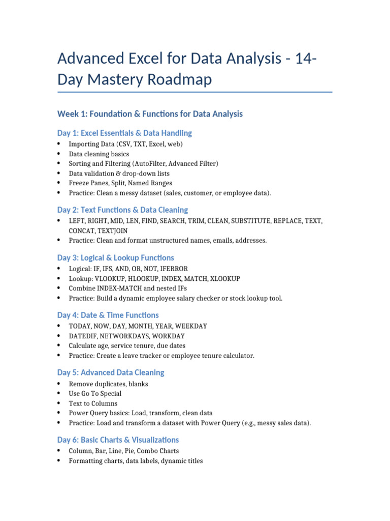 Advanced Excel Mastery Roadmap | PDF | Microsoft Excel | Data