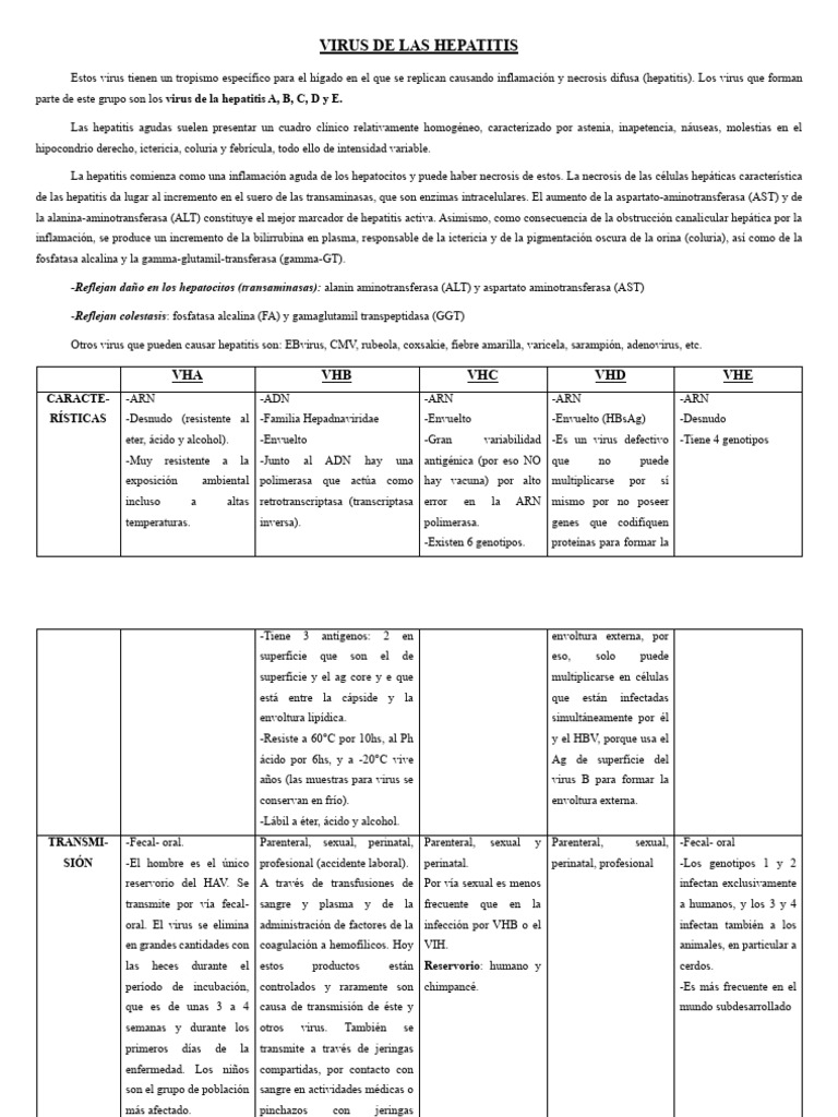 Tipos y características de virus hepatitis | PDF | Hepatitis | Hepatitis B