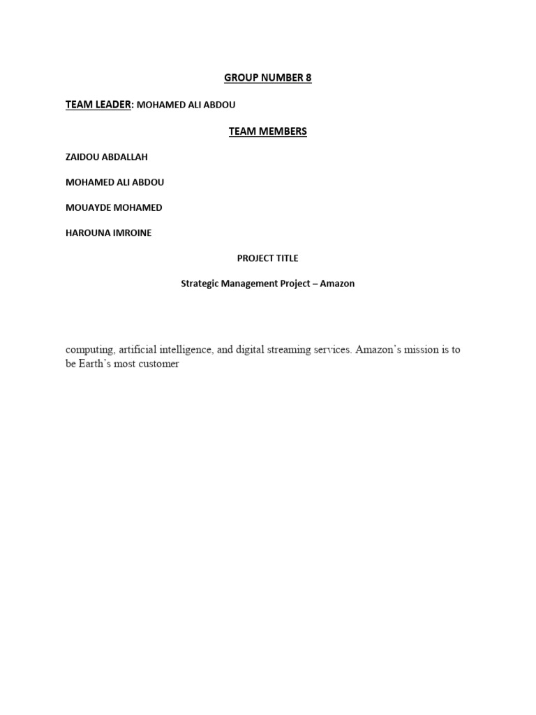 Strategic Managment Final Project Pdf E Commerce Amazon Web Services