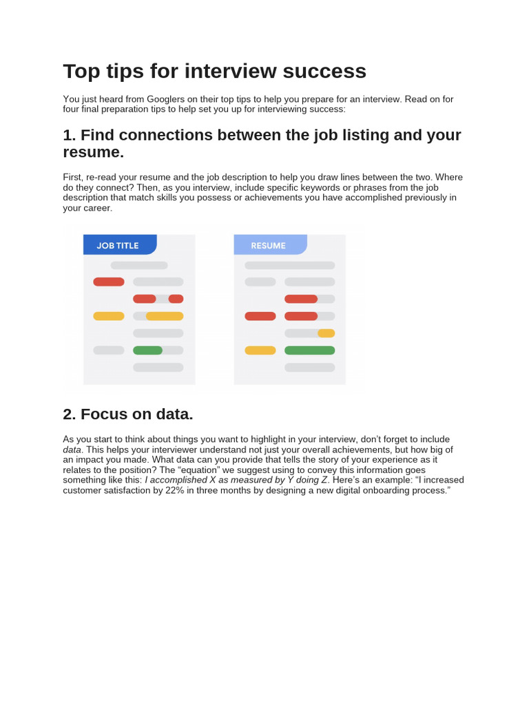 Top Tips For Interview Success | PDF | Data