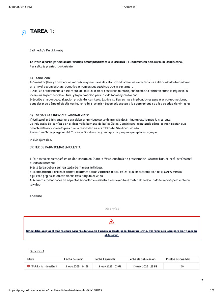 Tarea 1 | PDF | Plan de estudios | República Dominicana