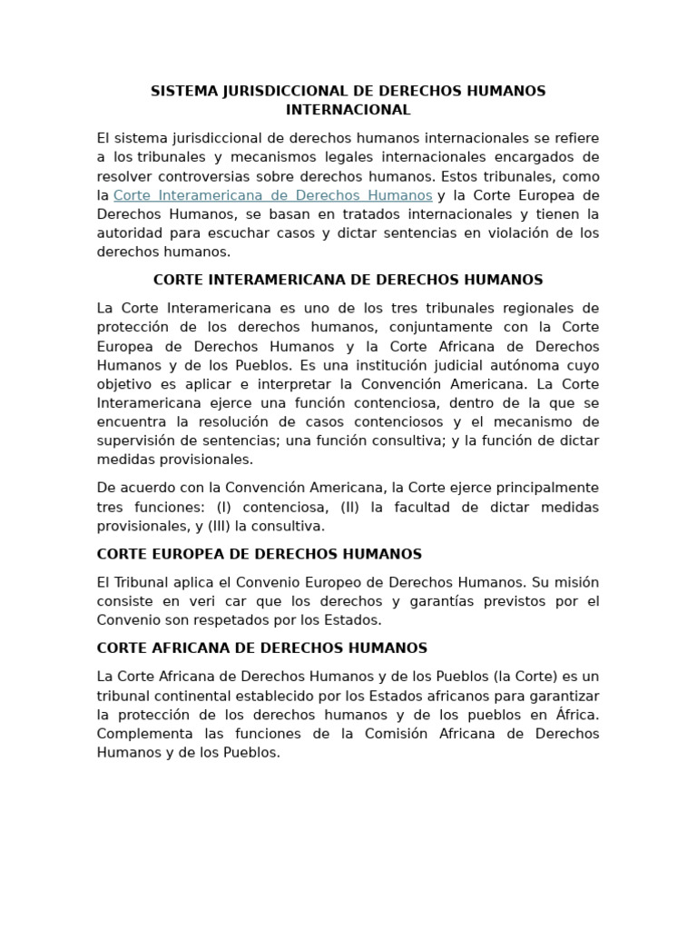 Sistema Jurisdiccional de Derechos Humanos | PDF