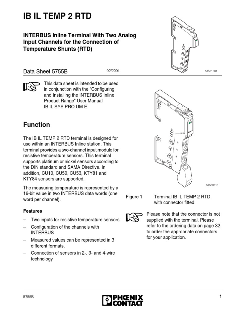 INTERBUS RTD Temperature Sensor Module | PDF | Bit | Sensor