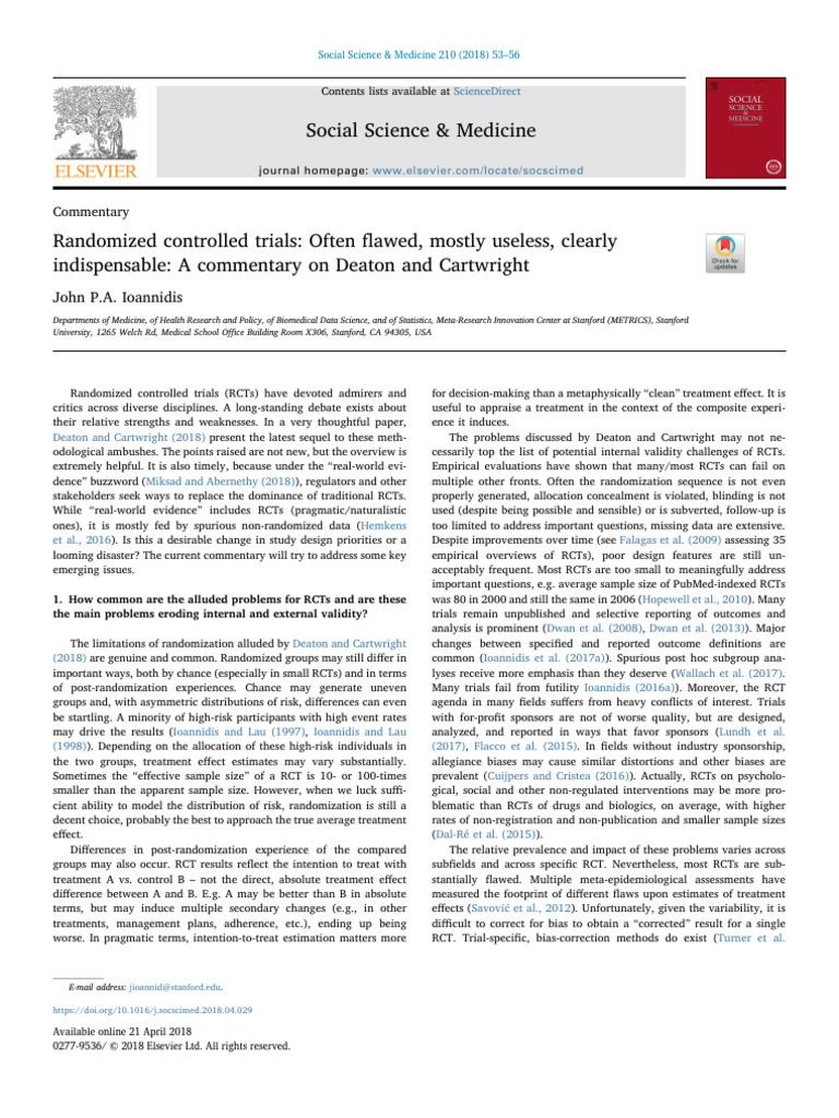 Flaws in Randomized Controlled Trials | PDF | Randomized Controlled ...