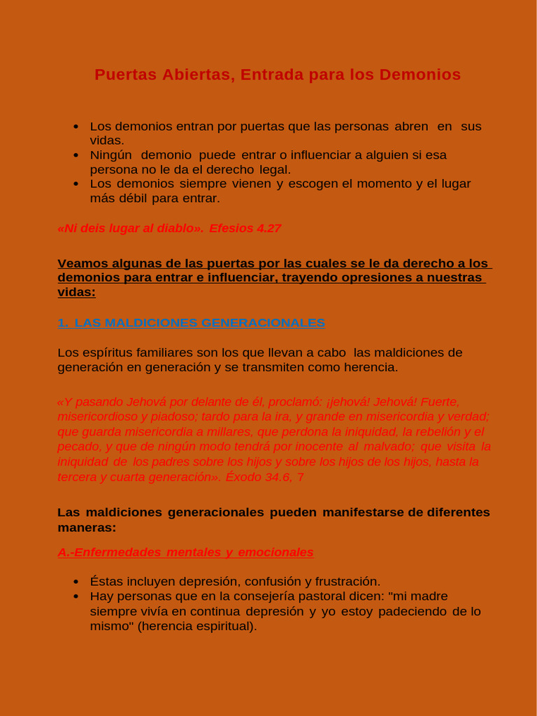 Puertas Abiertas a Demonios: Causas y Efectos | PDF | Demonios | Pecado
