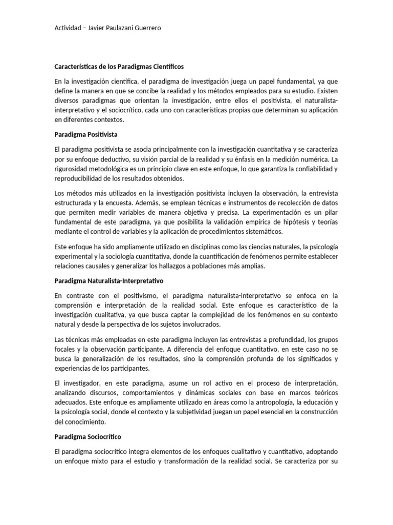 Paradigmas Científicos en Investigación | PDF | Paradigma | Positivismo