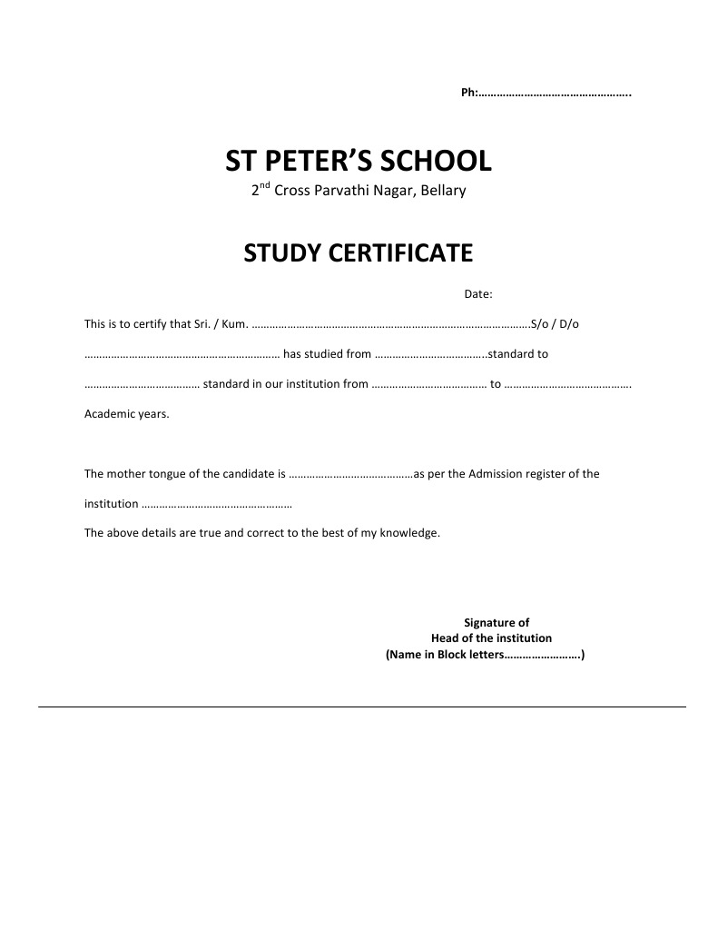 Study Certificate Template for Schools | PDF | Career & Growth