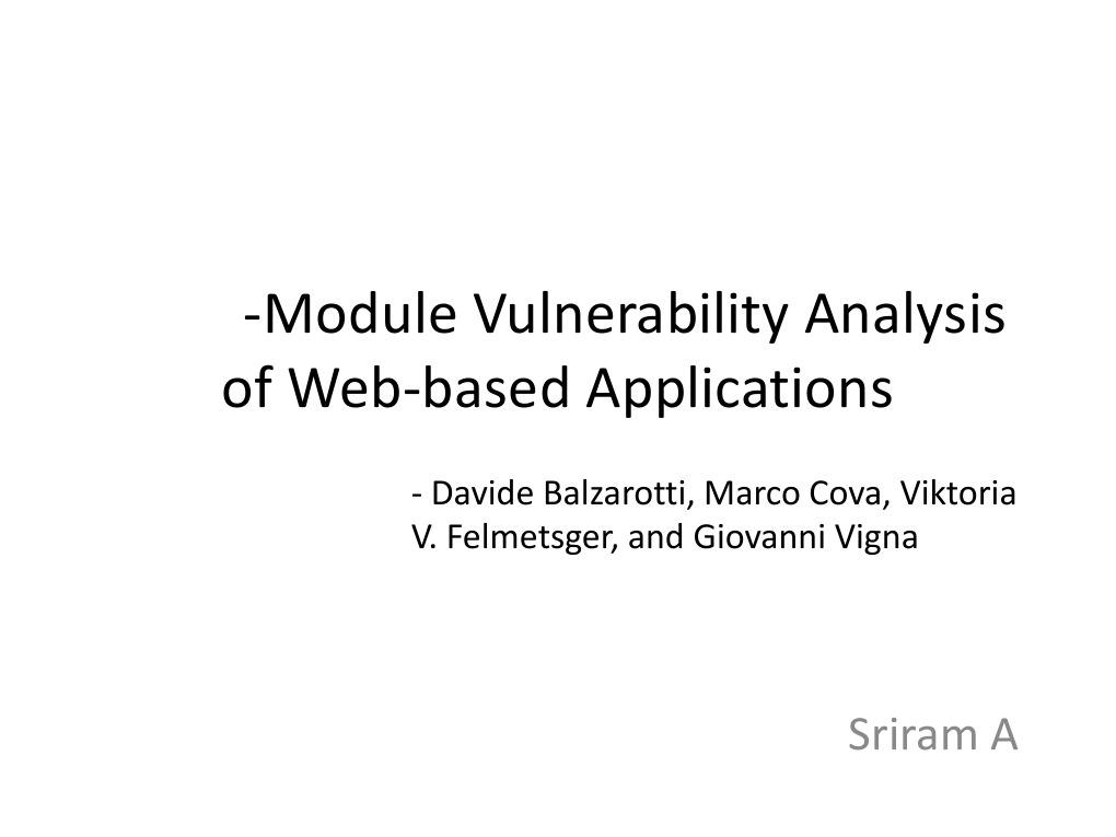 Multi-Module Vulnerability Analysis of Web-Based Applications | PDF ...