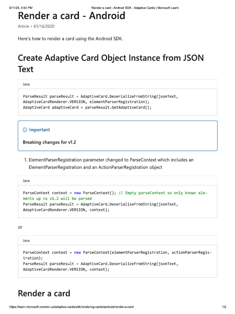 Render A Card - Android | PDF