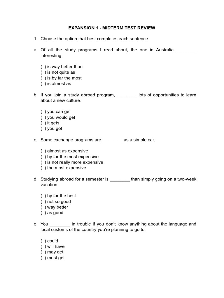 Midterm Review: Study Abroad Focus | PDF