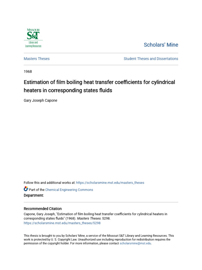 Estimation of Film Boiling Heat Transfer Coefficients For Cylindr | PDF ...