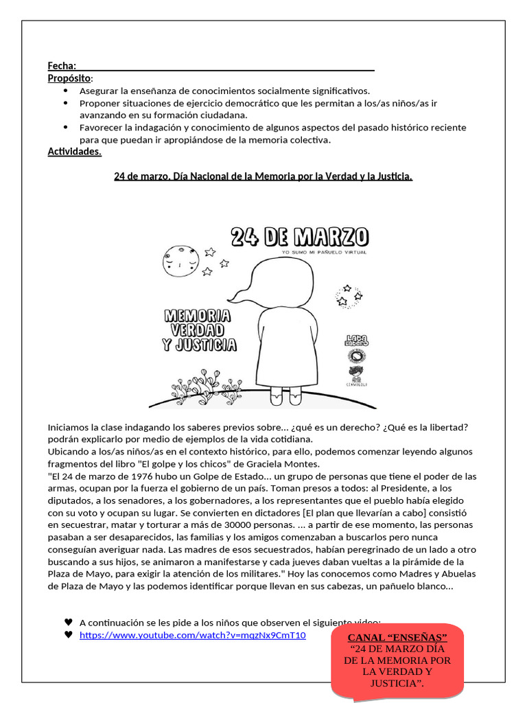 Actividades para el Día de la Memoria | PDF | Democracia | Ideologías ...