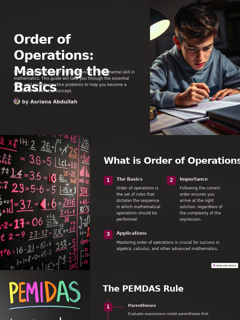 Mastering Math Order of Operations | PDF | Exponentiation | Algebra