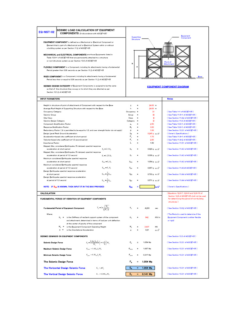 Seismic Calculations for Equipment Components | PDF | Force | Applied ...
