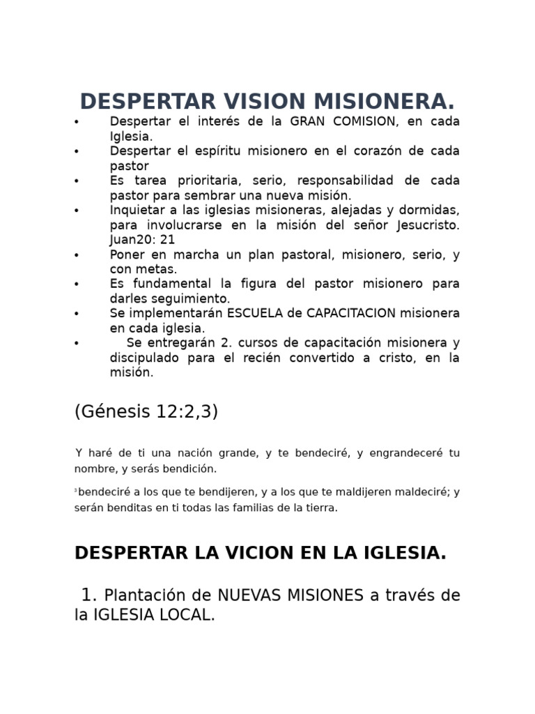 Despertar la Visión Misionera en Iglesias | PDF | Misionero ...