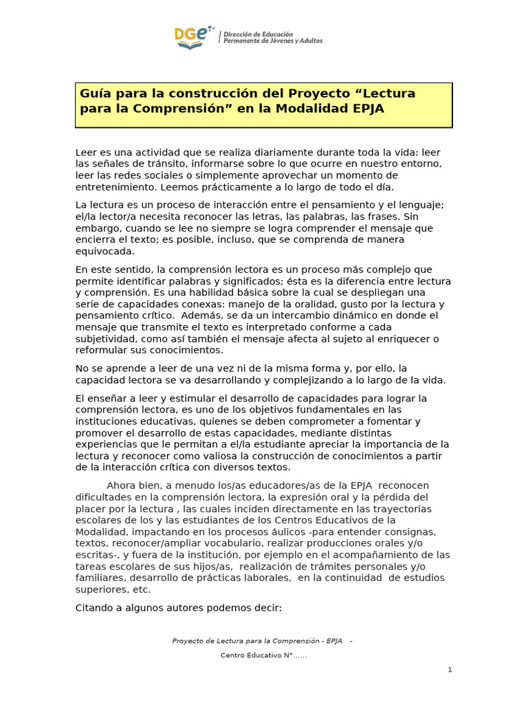 Ejemplos de Plan de Acción en Lectura | PDF | Comprensión lectora ...