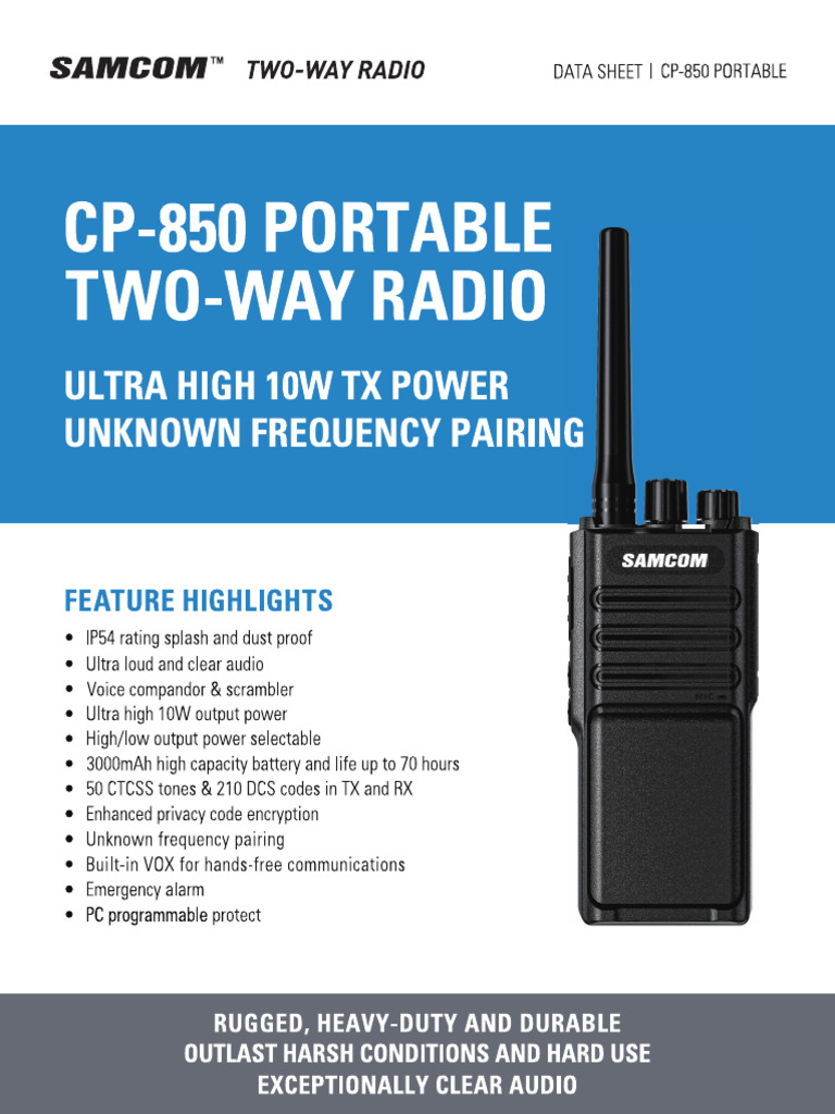 SAMCOM CP 850 Data Sheet | PDF
