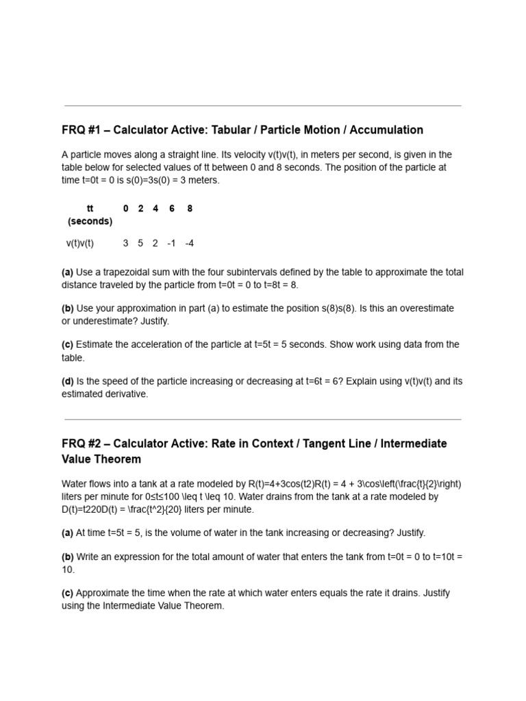Particle Motion and Water Flow Analysis | PDF | Mathematical Analysis ...