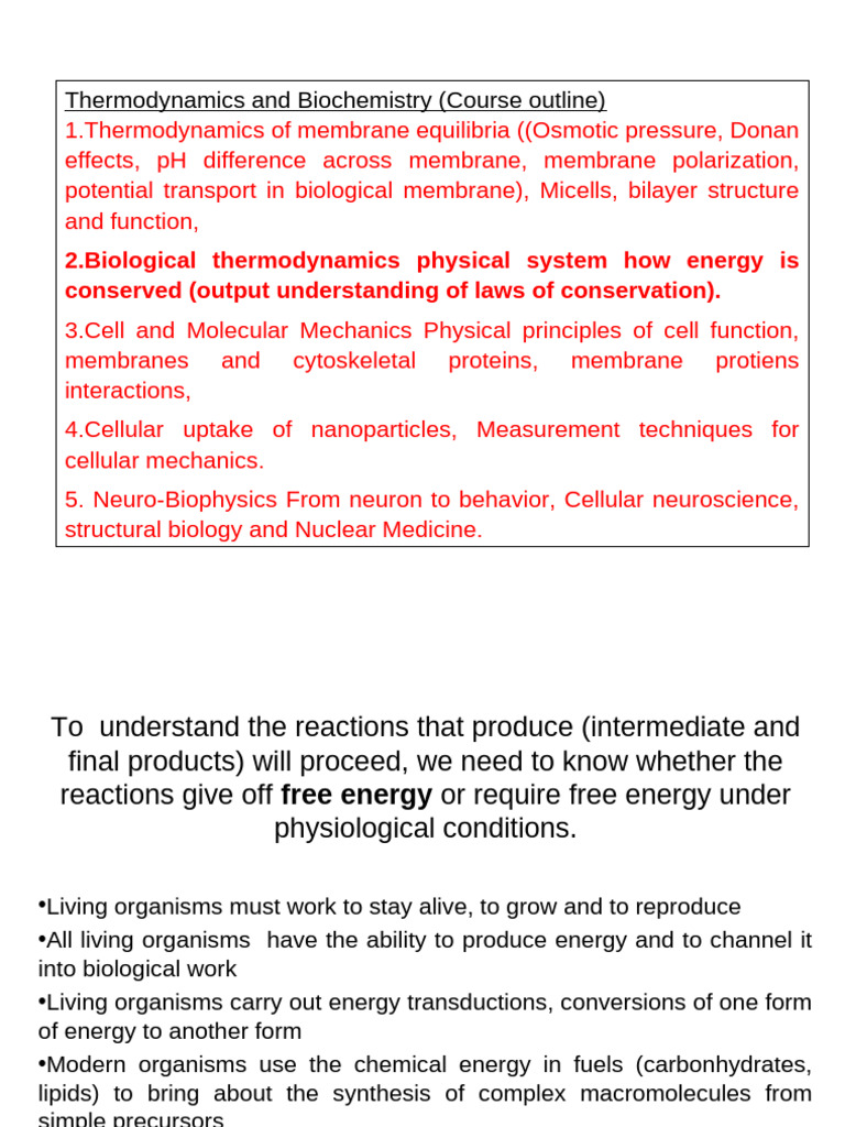 Thermodynamics of Biochemistry - 2023 | PDF | Cell Membrane | Gibbs ...